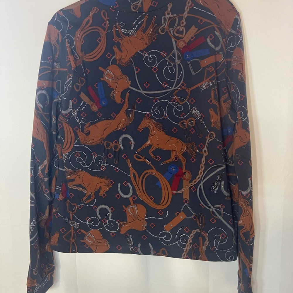Anthropologie Black and Brown Equestrian Print Top - Picture 5 of 11